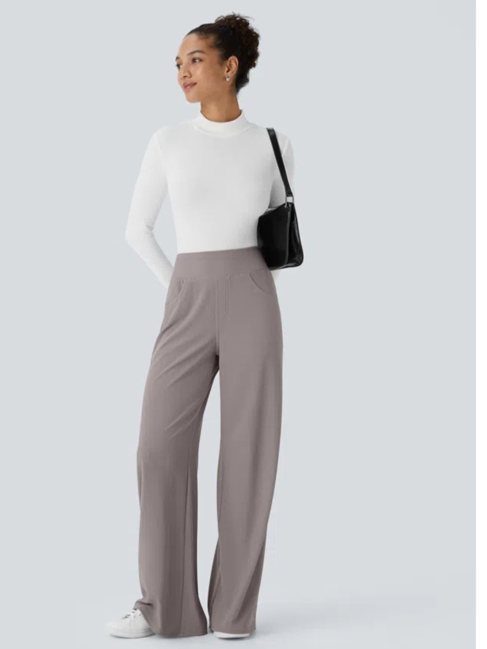 HALARA Wide-Leg High-Waist Pants in Gray